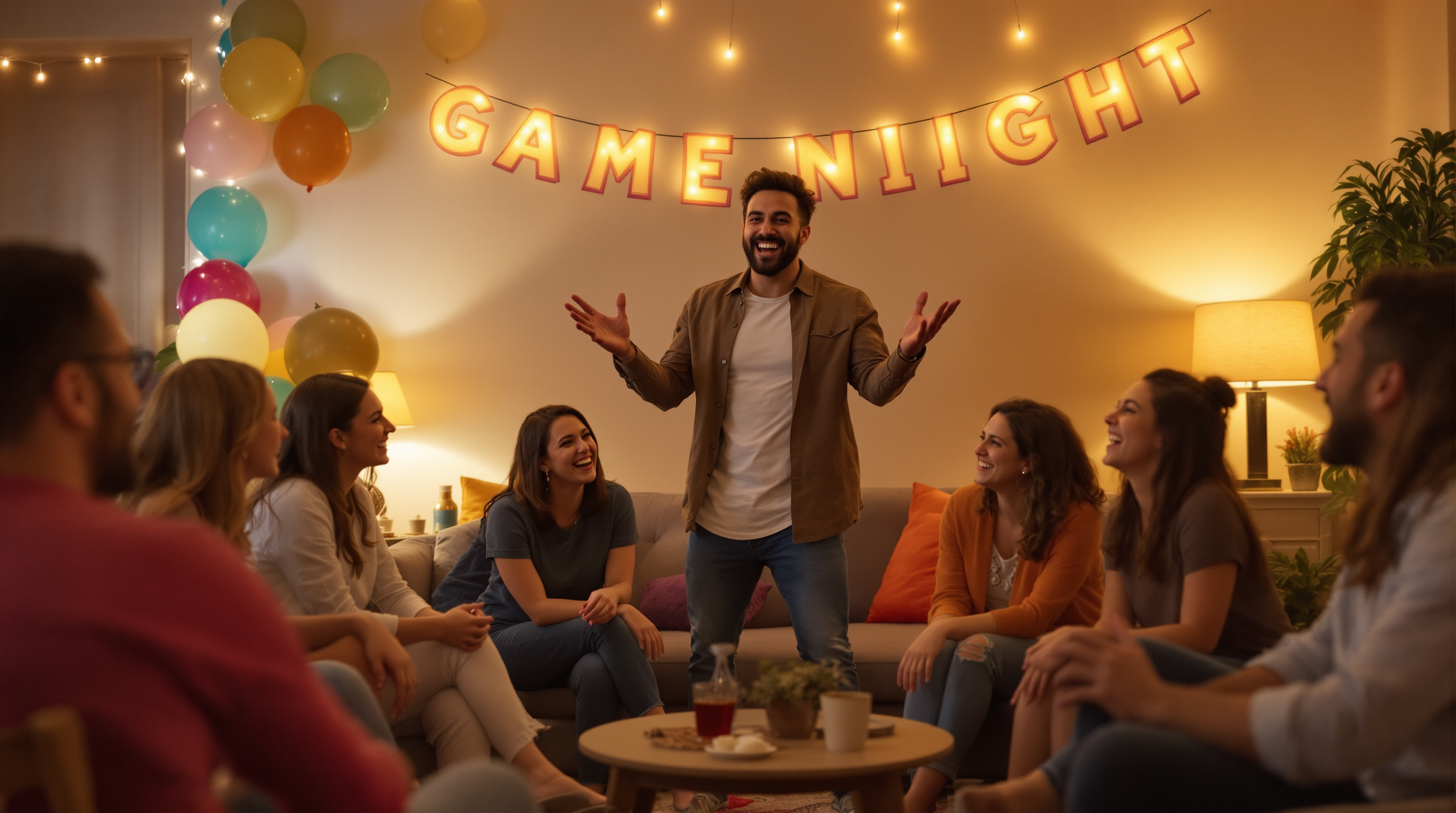 Host leading friends through a party game