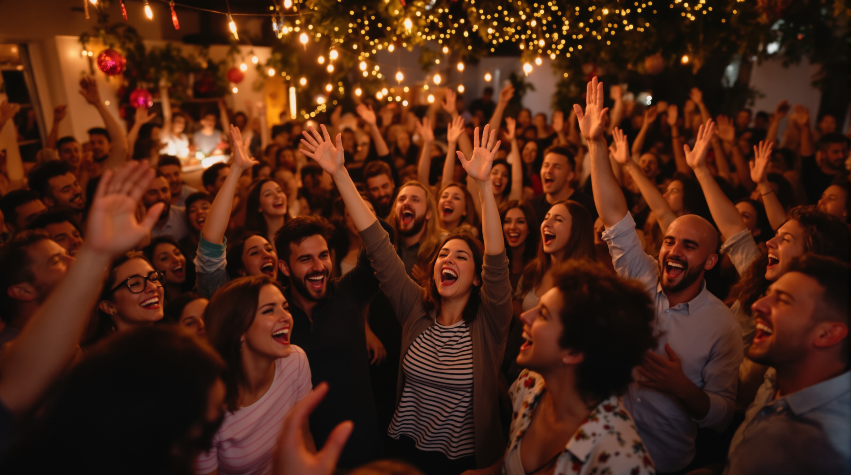 Large group playing an energetic party game together